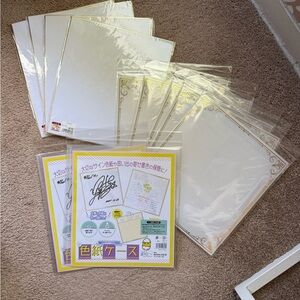 4 Japanese Shikishi Boards & 7 Protective Sleeves (Signature Board Case)